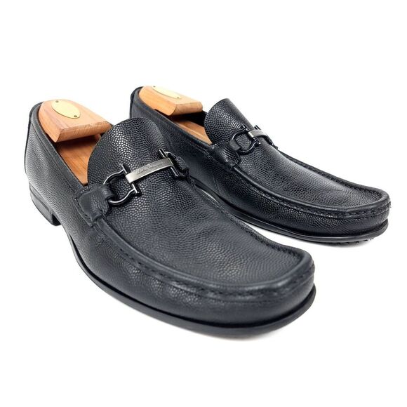 Salvatore Ferragamo Gancini Bit Leather Moccasin Driving Loafers Mens 9.5 Black main image 7